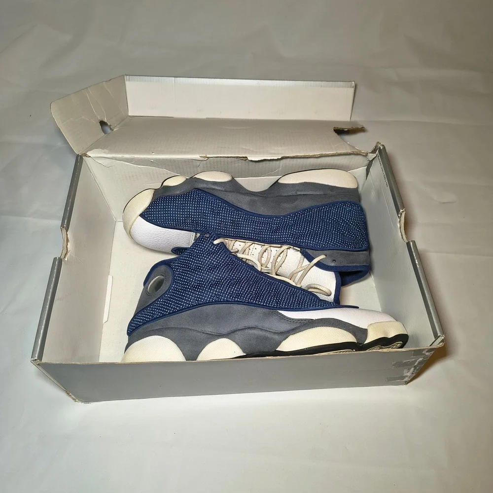 Nike Air Jordan 13 Retro Flint Navy Blue White Grey 414571-404 Mens Size 8
